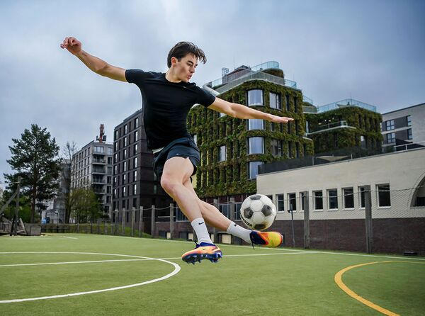Sportfotoshooting in der Hamburger Hafencity.